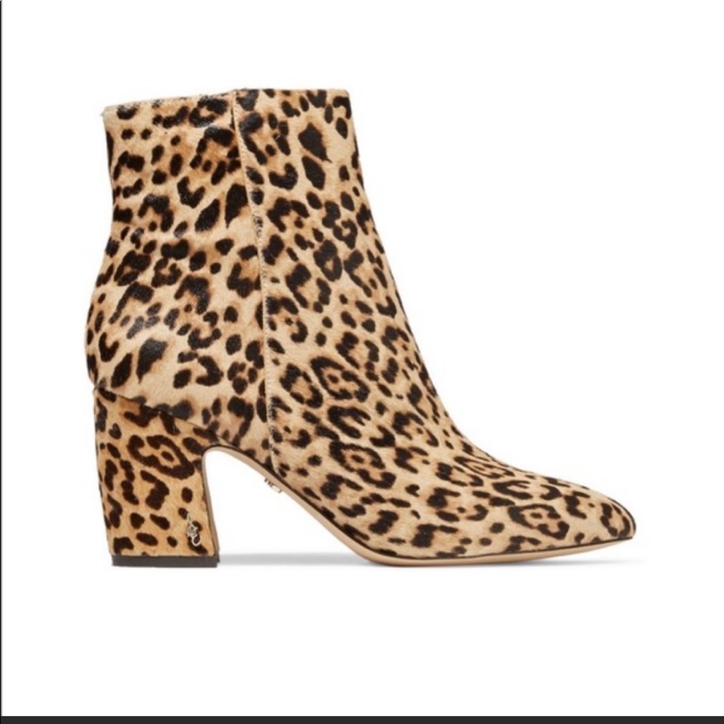 Sam Edelman Leopard Print Cow Hair Heeled Boots